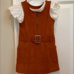 Belted dress with ruffled sleeve t-shirt